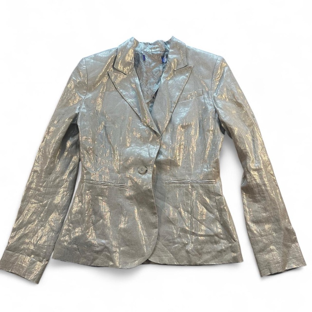Ralph Lauren Purple Label Women’s Aaiden Gold Linen Blazer Jacket